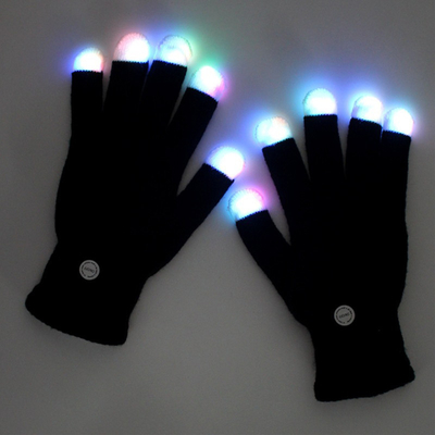 Leuchtendes LED-Party-Partei-Licht herauf die Finger-Handschuhe, die schwarz blitzen