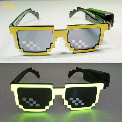 Weiche leuchtende LED-Gläser beleuchten die drahtlose Sonnenbrille, die in die Dunkelheit glüht