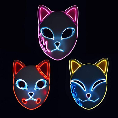 Halloween-Dämon-Mörder leuchten japanische Gesichtsmaske Anime-LED für Cosplay