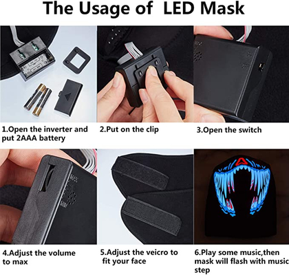 LED-Musik-Gesichtsmaske-Sprachsteuerleuchtendes Glühen nachts