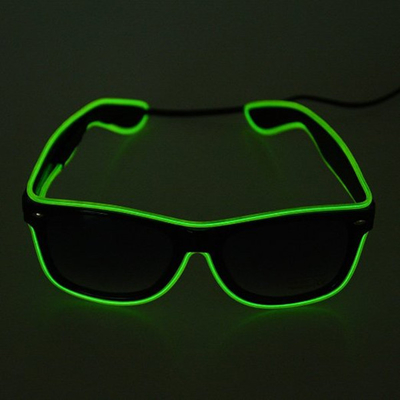 Leuchtende LED Gläser der Neondraht-schwarzen Linsen-mit Satz der Batterie-2AA