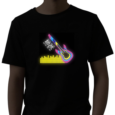 Leuchten Sie Musik aktiviertem T-Shirt mit EL-Platten-Paaren