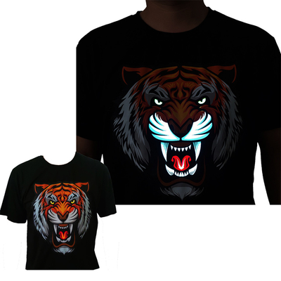 LED leuchten T-Shirt mit Tiger Patter 3 blinkende Modi, die für Partei DJ-Nachtklub leuchtend sind
