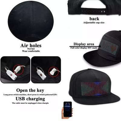 Schwarzer Hut Bluetooths LED mit Anzeige programmierbarer beweglicher App-Steuerung