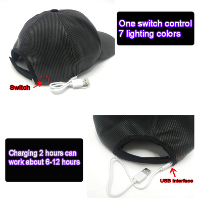 Leuchtende LED-Baseballmütze-Hüte mit 7 Farbeheller USB Aufladung