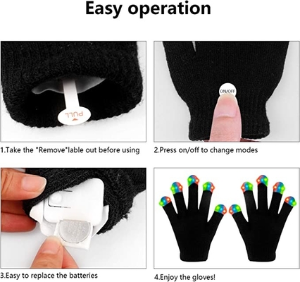 Leuchtendes LED-Party-Partei-Licht herauf die Finger-Handschuhe, die schwarz blitzen