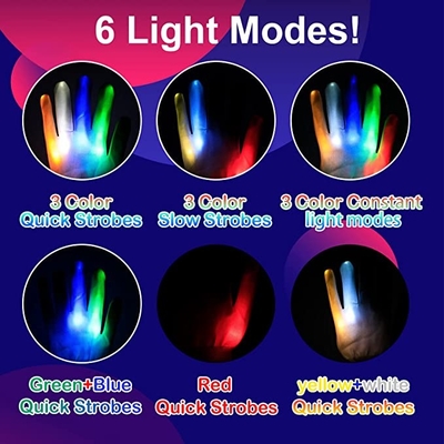 Weiße LED-Licht-Handschuhe für Kindererwachsene 5 färbt 6 Kopie &quot;Heller&quot;
