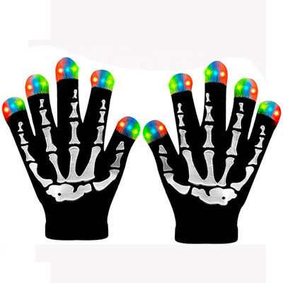 Licht-Handschuhe der Fingerspitzen-LED blinkendes 3 Modus-Skelett der Farbe6