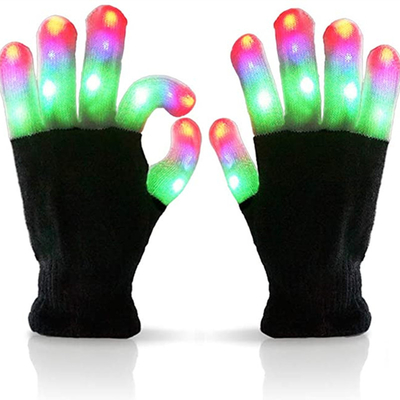 Stricken Sie Licht herauf Handschuh-Finger-Lichter 3 Farben 6 Modi, die für Erwachsene blitzen