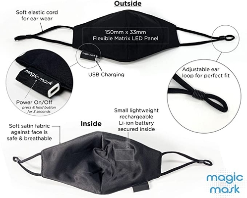 Gesichtsmaske-Bluetooth-App des Partei-Festival-steuerte programmierbarer LED wieder aufladbares USB